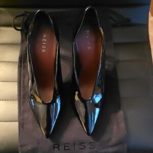 Reiss Black Patent Pointed-Toe Leather Heels